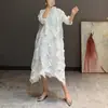 [En Stock] Vestido plisado de comercio exterior Moda femenina Miyake de alta gama elegante holgado talla grande largo Vestido de vacaciones