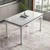 Mesa de comedor y combinación de sillas de vidrio templado mesa de comedor moderna para el hogar mesa rectangular para departamento pequeño restaurante casa de alquiler