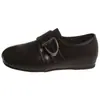 Zapatos bajos de cuero estilo británico con hebilla de cinturón retro, para aumentar la altura interior, mocasines de punta cuadrada y punta dividida para mujer, versátiles para otoño 2026