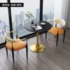 Juego de Mesa y Sillas de Comedor de Pizarra de Lujo Nórdico para Apartamentos Pequeños, Mesa de Recepción Moderna para Tiendas de Té con Leche, Mesa Redonda Pequeña de Ocio para Balcón
