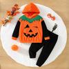 2024 Nuevo Halloween Lindo Calabaza Ropa de Actuación Ropa de Bebé Ropa para Niños de Dos Piezas con Capucha Traje Infantil