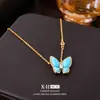 Aretes de Mariposa Azul Turquesa Retro Francés Personalidad de Nicho Casual Versátil Set de Collares