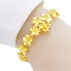 Pulseira Dourada Vietnamita para Mulheres Conjunto de Pulseiras Florais Banhadas a Ouro Latão Bênção de Casamento Joias de Casamento