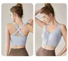 Sujetador Deportivo a Prueba de Golpes y Amigable con la Espalda para Correr para Mujer, Yoga Fitness Transpirable con Cremallera Frontal Tirantes Anchos Sujetador Inalámbrico