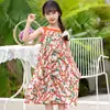 Falda de Tirantes para Niñas Verano 2025 Nuevo Estilo Vacaciones Infantiles Floral Falda de Playa Vestido de Verano para Niñas