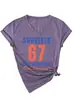 Sobreviveu 67 mano estação europeia ebay amazon moda personalidade divertido feminino gola V manga curta camiseta