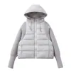 Jaqueta de algodão canelado leve para mulheres, novo estilo curto, casaco acolchoado coreano de inverno com capuz, tamanho pequeno, peça externa à prova de frio