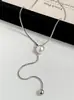Colar Longo de Pérolas Deslizante Exquisito 2025 Outono e Inverno Novo Estilo Simples Elegante Corrente para Suéter Feminino Fashionável e Versátil