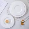 Plato Blanco Puro de Hueso de Porcelana para Filete Comida Occidental Hogar Plato Grande Plato de Frutas Cerámica Vajilla de Hotel Plato Plano
