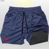 Gimnasio Fitness Jogging Entrenamiento Shorts de Secado Rápido para Hombre Dos en Uno Doble Capa Entrenamiento Juvenil Pantalón de Chándal Holgado