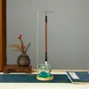 Porta-Canetas de Bambu, Porta-Canetas que Não Precisa Lavar, Lavador de Canetas de Vidro tipo Rochedo, Gancho de Metal Ondulado, Lavador de Canetas, Suporte para Secar Canetas, Prateleira de Armazenamento