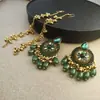 Set de Aretes de Lujo Accesible Indio con Pedrería y Piedras Preciosas con Cadena para Mujer, Aretes de una Pieza con Cuentas Estilo Bohemio