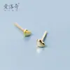 Pendientes de plata S925 para mujer, estilo coreano, con forma de corazón, dorados y frescos, E6148