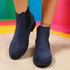 E-commerce Transfronteiriço 2026 Outono/Inverno Novidades Botas Chelsea Femininas Bico Redondo Camurça Faixa Elástica Salto Grosso Solado Grosso Sapatos Cor Sólida Botas de Cano Curto
