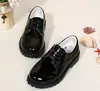Sapatos de Couro Preto para Meninos e Meninas Moda Primavera e Outono Sapatos Sociais Britânicos para Terno Sapatos para Performance de Mesa de Coro Estudantil Infantil