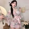 Tokyo Diosa Sexy Estampado Caliente Lazo Dulce Deseo Puro Kimono Estilo Japonés Camisón de Malla Traje Verano