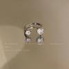 Anillo Abierto Minimalista de Diamante Brillante para Mujer, Estilo Coreano Ins Moda Versátil Anillo para Dedo Índice con un Temperamento Nicho de Alta Gama