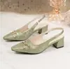 Sandalias de Tacón Alto con Tacón Grueso, Punta Fina, Espalda Descubierta, Moda Francesa de Verano 2026 para Mujer