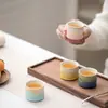 Juego de Regalo Caja de Tazas con Gradiente de Cuatro Colores Jingxiushanhe, Productos Culturales y Creativos de la Ciudad Prohibida, Taza de Cerámica de Tendencia Nacional, Regalo para Personas Mayores y Padres