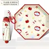 Paraguas Automático Completo Manzanita Elefante para Mujer con Punta de Bola Roja, Paraguas Plegable Portátil para Sol y Lluvia con Correa de Muñeca
