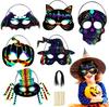 Arte de rascar para Halloween Transfronterizo DIY Máscaras de Arte de Rascar con Formas Únicas, Arte de Rascar Infantil Creativo y Colorido