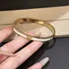 Pulsera de acero de titanio color dorado para mujer, pulsera de pareja con circonita de alta gama, pulsera de anillo liso de lujo ligero, joyería de nuevo estilo