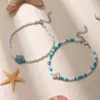 Colar Transfronteiriço Feminino de Alta Qualidade Verão Fresco Vida Marinha Tartaruga Estrela-do-Mar Camada Dupla Miçanga de Arroz Corrente de Clavícula Empilhamento