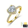 Anel de Prata Esterlina S925 com Moissanita Círculo Completo Formato de Coração Pedras Incrustadas Aro Fino Anel Feminino Proposta Anel de Noivado Fábrica de Origem