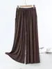 Pantalonas Largas com Bolsos de Modal Novas da Primavera 2025 Casuais de Cintura Alta Tamanho Plus Size para Gordinhas Verão Cor Sólida