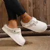 Pantuflas de Algodón para Casa para Mujer Estilo Birkenstock con Suela Gruesa y Forro de Felpa de Comercio Exterior, Zapatos tipo Mula para Mujer, Zapatos Calientes, Zapatos para Embarazadas, Zapatillas de Punta Cerrada para Mujer