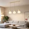 Candelabro Moderno Estilo Crema para Restaurante, Lámpara Colgante de Tres Cabezas para Mesa de Comedor Barra de Bar, Iluminación Nórdica Acogedora de Calabaza para Restaurante