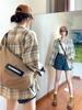 Camisa a cuadros retro estilo americano para mujer, chaqueta fina y holgada de principios de otoño, estilo coreano, estilo occidental, manga larga