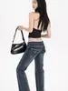 Jeans de Cintura Baja Estilo Yimengling para Mujer 2026 Nuevo Estilo Americano Azul Oscuro Diseño Chica Picante Pantalones Ligeramente Acampanados