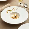 Plato de Sombrero de Paja Cerámico de Fábrica Plato Blanco para Comida Occidental Plato para Restaurante Club Plato para Comida Fría Plato con Sentido de Alto Nivel de Ambiente Adornos para Platos