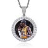 Colgante de hip hop con diamantes y explosiones europeas y americanas, colgante de héroe local, colgante redondo de marca, colgante con marco de fotos de hip hop, collar