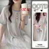 Camisón de manga corta de longitud media verano versión holgada talla grande pijama verano rayado floral nube algodón ropa de casa