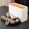 Juego de Té Ru Kiln traje Hogar Cerámica Té Tetera Taza de Té Bandeja de Té Lujo Ligero Juego de Té de Alta Gama para Visitas