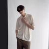 Coreia do Sul INS Lapela Oca Manga Curta Tricô Abstinência Masculino Moda Renda Camisa Cardigã Camiseta Verão Cachorrinho Bonito