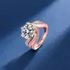 Nuevo Anillo de Luz Súper Brillante de Ocho Flechas y Ocho Corazones Anillo de Zirconia Incrustada de Cobre de Lujo de Alta Calidad Anillo de Moda Huevo de Paloma Princesa Anillo