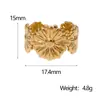 Anel Aberto Novo de Aço Inoxidável Transfronteiriço para Mulheres com Design de Crisântemo, Pulseira Fashion e Versátil de Aço Titânio Dourado 18K Que Não Desbota