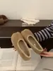 Zapatos Planos Retro Rojos sin Cordones con Pelo para Mujer, Adecuados para Uso en Exteriores en Otoño e Invierno, Cálidos y Forrados de Felpa, Zapatos de Algodón con Dedos Separados tipo Pezuña de Cerdo