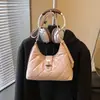 Bolso de Hombro con Patrón de Diamantes de Alto Estilo Nuevo 2026 para Mujer, Elegante Bolso Beige de Lujo Ligero para el Trabajo con Cierre Metálico, Moderno y Versátil