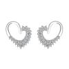 Brincos de prata esterlina S925 em formato de coração, estilo coreano, diamante, nova moda, elegante, combinando com todas as mulheres, joias de prata, direto da fábrica