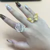 Novo Anel de Borboleta Doce Exquisito Colorido Bronzeado Anel Crisântemo Multicolorido Luxo Leve Dopamina Atacado