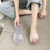 Sandálias de Praia da Moda para Mulheres, Nova Moda Verão 2025 Sandálias Transparente de Cristal Slip-On para Uso ao Ar Livre na Praia