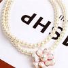 C149 Joyería coreana moda cadena clavícula combinable Perla gota de aceite doble Camelia doble collar corto cadena suéter
