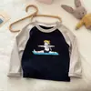 Nueva Camiseta de Dibujos Animados para Niñas, Camiseta Básica Casual Elegante y Linda para Primavera y Otoño
