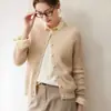 Outono Inverno Novo Cardigan de Cashmere Fashion Canelado Feminino Espessado Malha Solta Peça de Roupa Exterior Cor Sólida Botões Pulôver Peça de Roupa Exterior