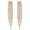 Brincos de Strass com Franjas Longas Estilo Europeu e Americano Moda Personalidade Lustre Verão 2024 Novo para Mulheres