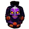 Sudadera con Capucha para Festival de Halloween Transfronterizo Europeo y Americano, Cabeza de Calabaza de Terror, Impresión Digital 3D, Sudadera Casual con Capucha, Suéter de Manga Larga
